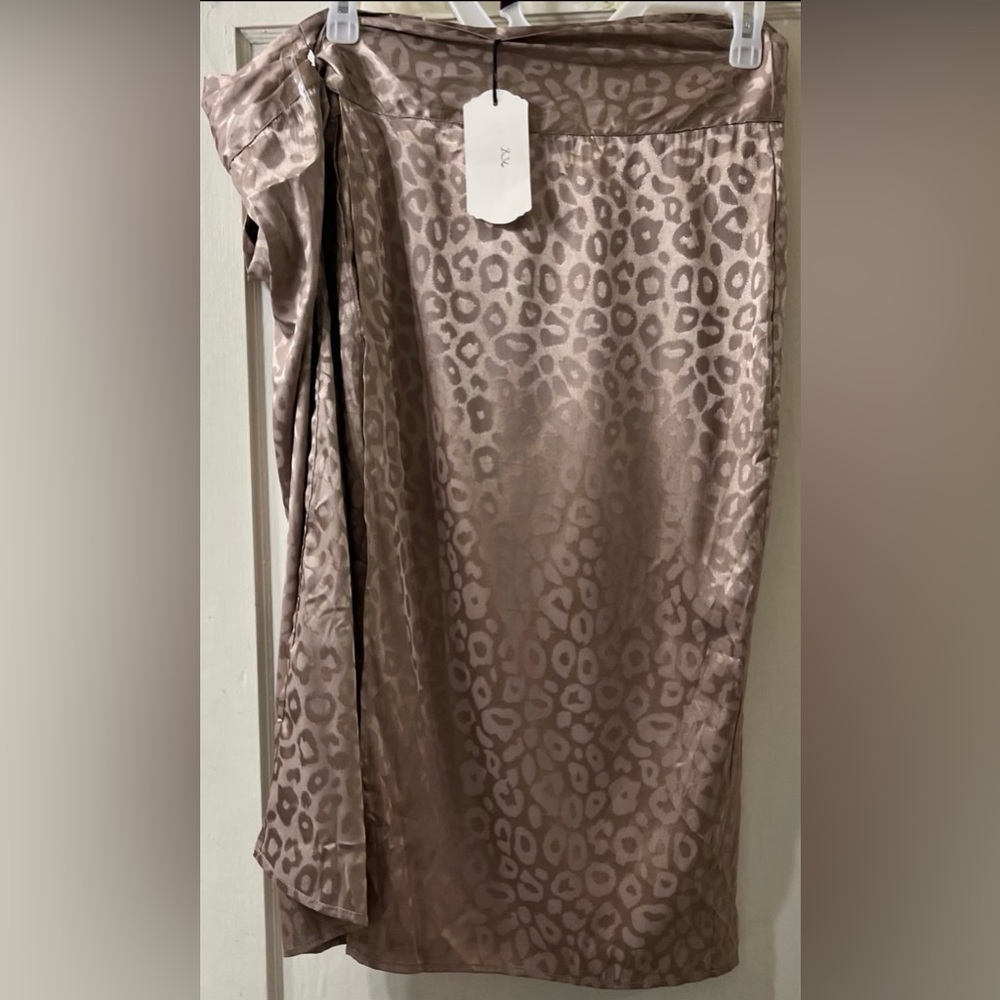 Vine & Love Metallic Animal Print Wrap Skirt